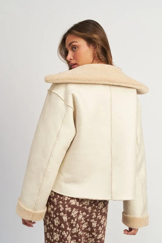 MOUNTAIN TIME RIVERSIBLE FUR CROPPED JACKET