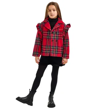 NICOLE MILLER GIRLS Wool Blend Check Coat