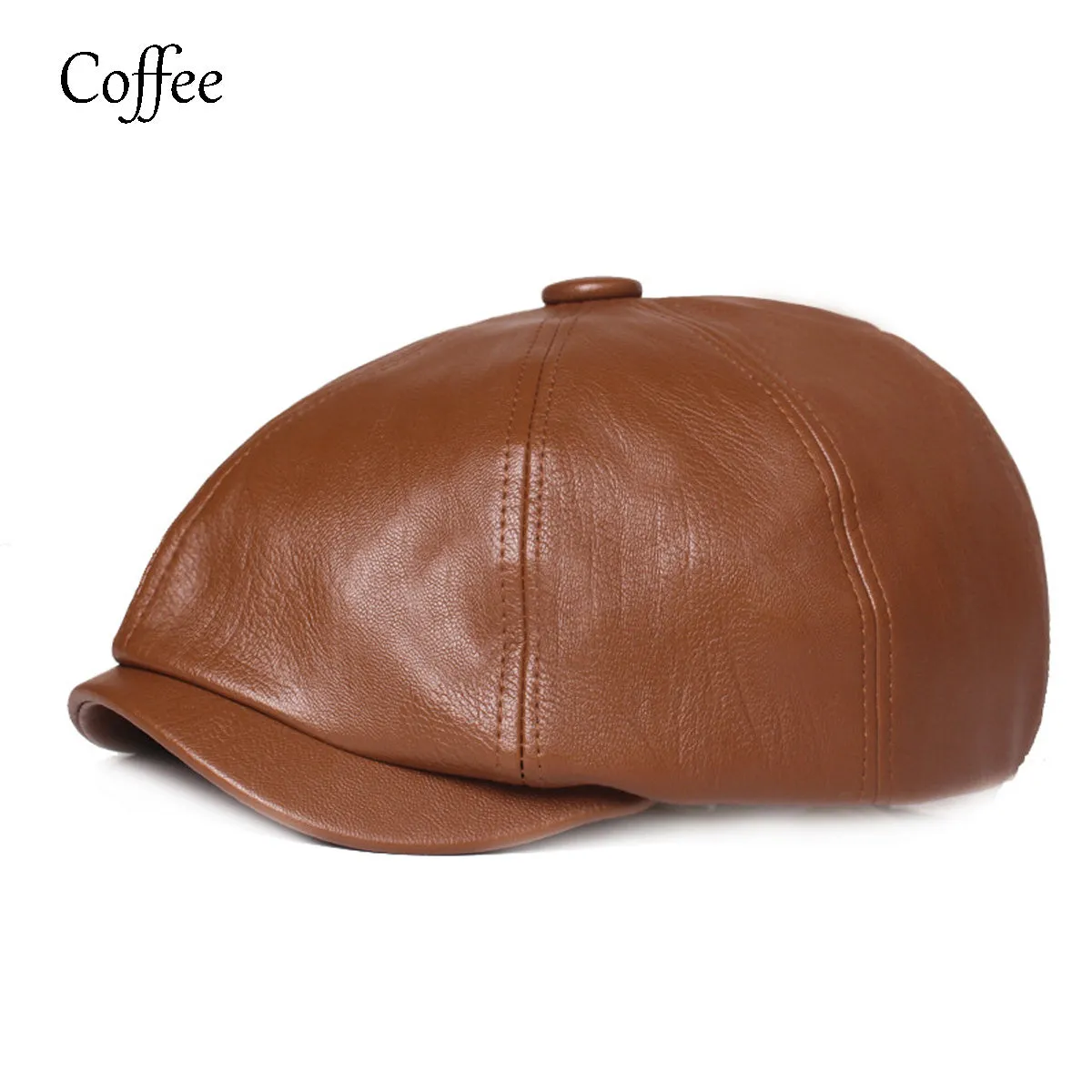 Octagonal Unisex Beret - 100.00% PU Leather, Forward Newsboy Style, Fashionable Hat for Men and Women