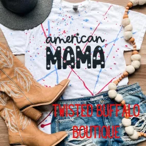 {PATRIOTIC PAINT SPLATTER} American Mama White Crew Neck Tee