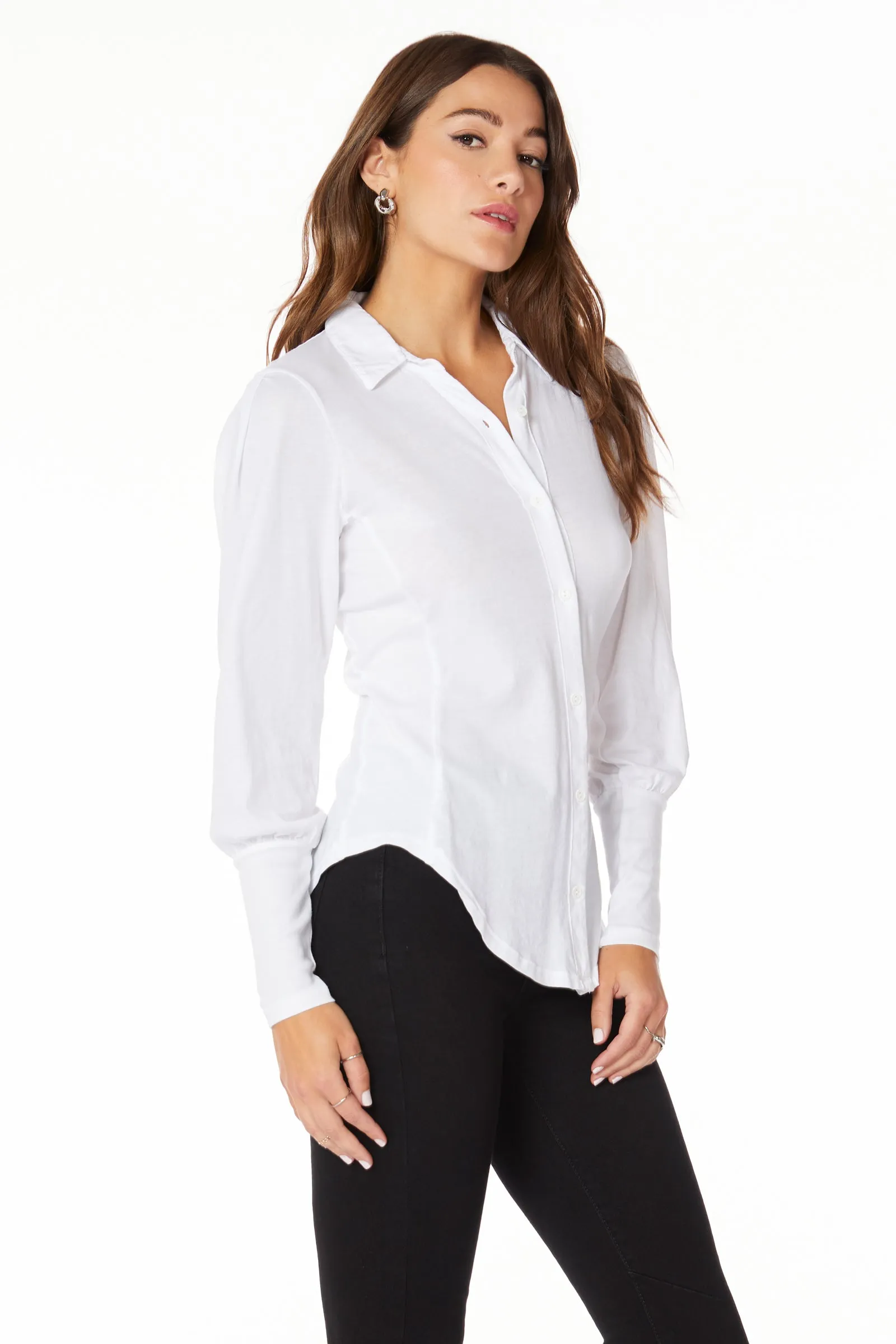 PUFF SLEEVE BUTTON DOWN TOP