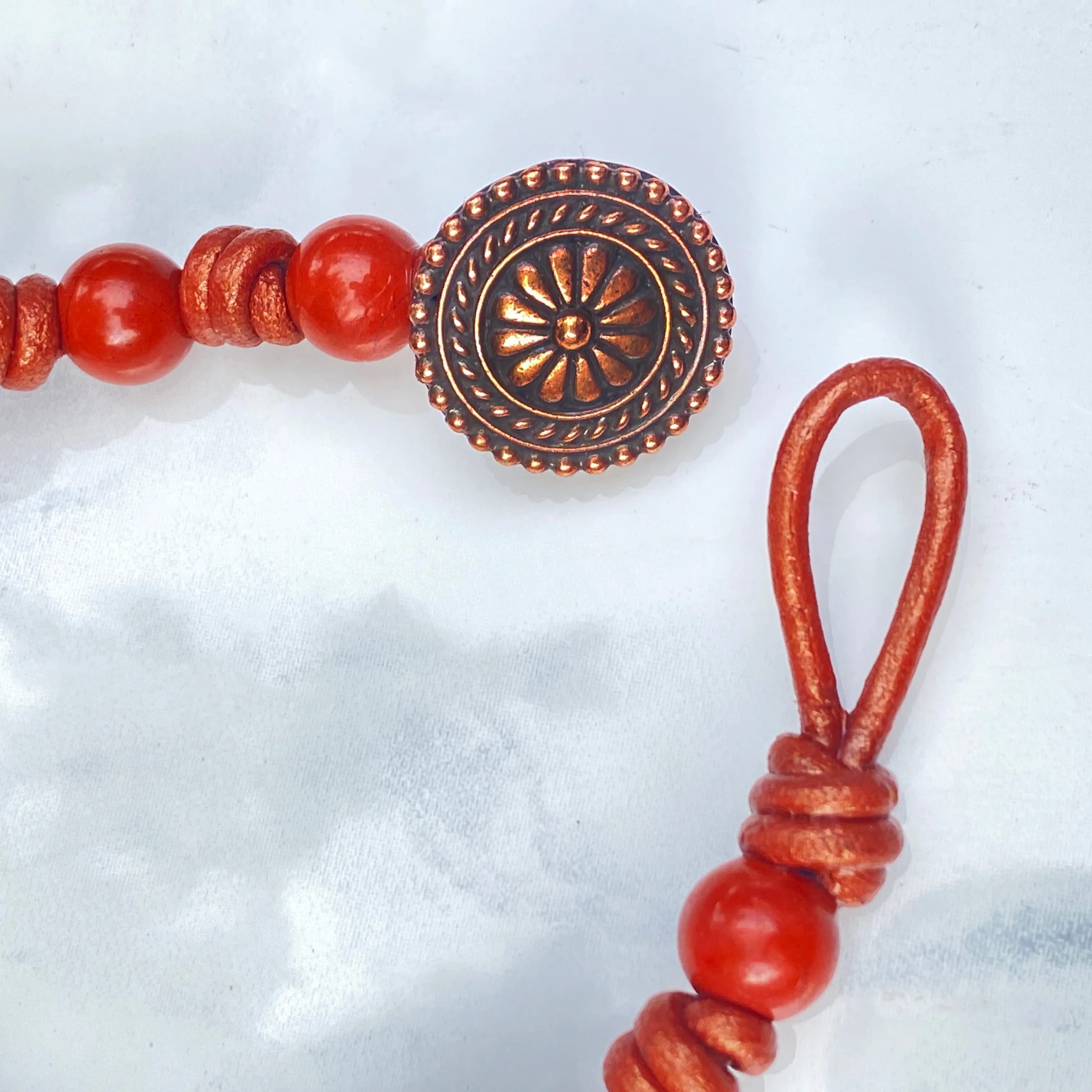 Red Jasper and leather bracelet