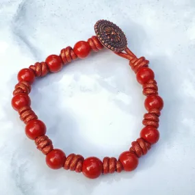 Red Jasper and leather bracelet