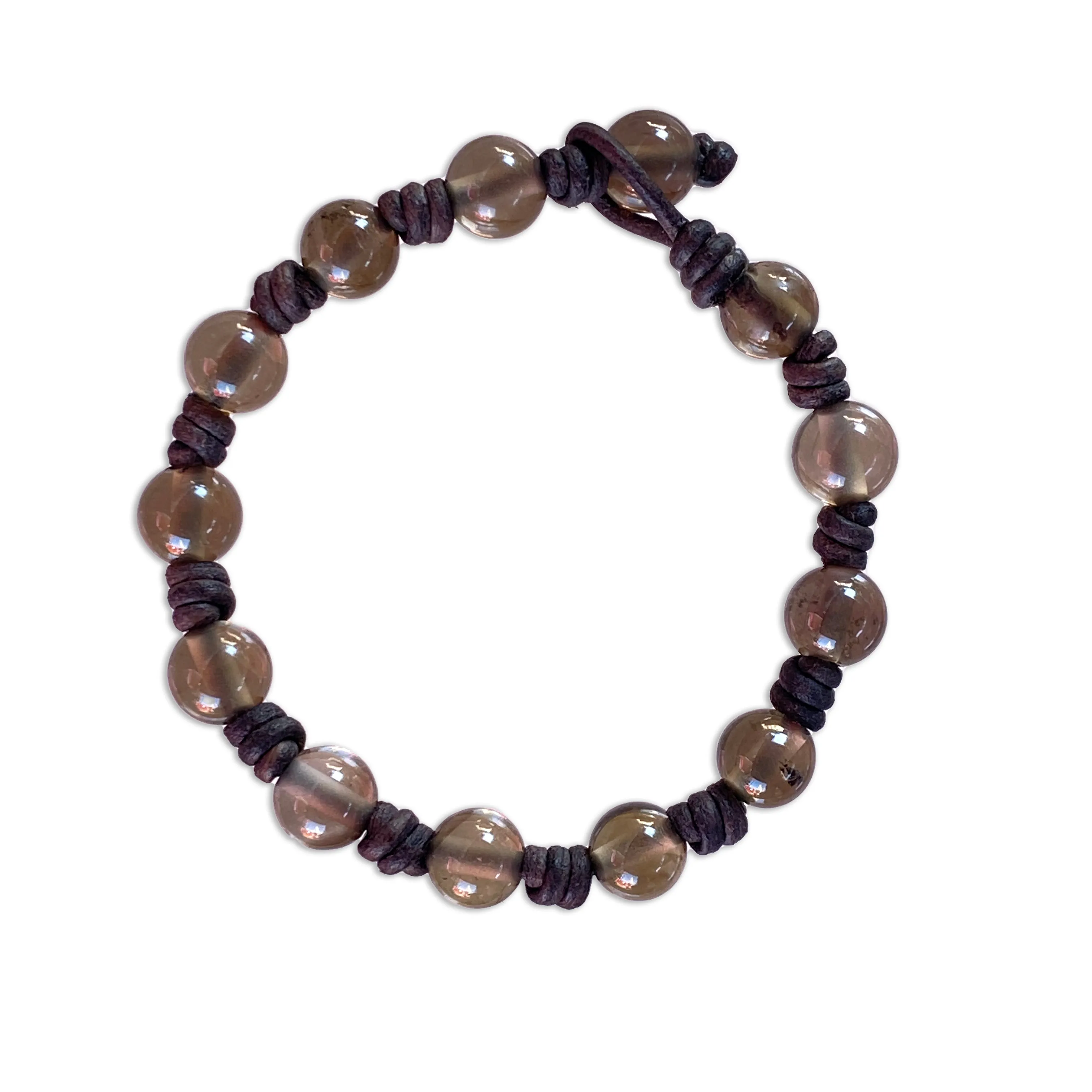 Smokey Quartz Leather Bracelet