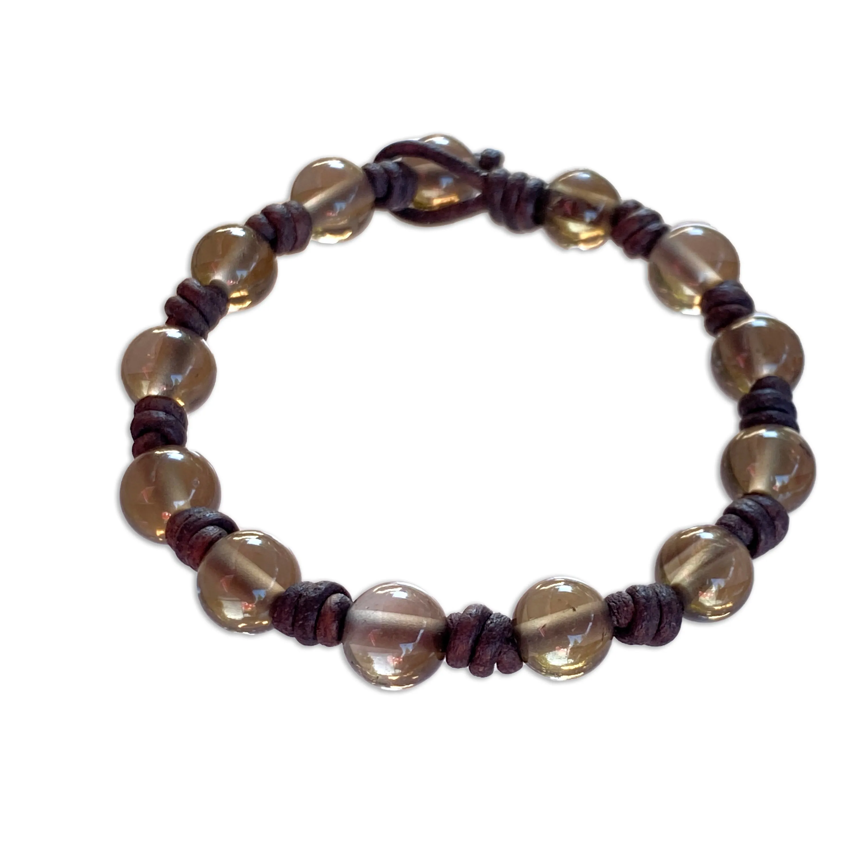 Smokey Quartz Leather Bracelet