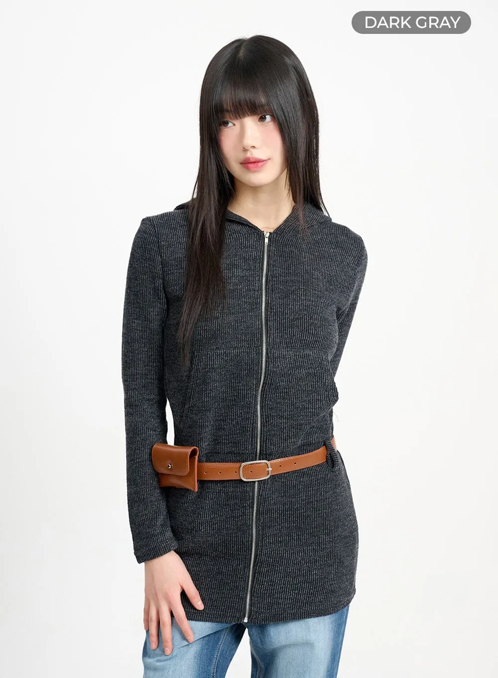 Solid Zipper Long Sleeve Hoodie CM415