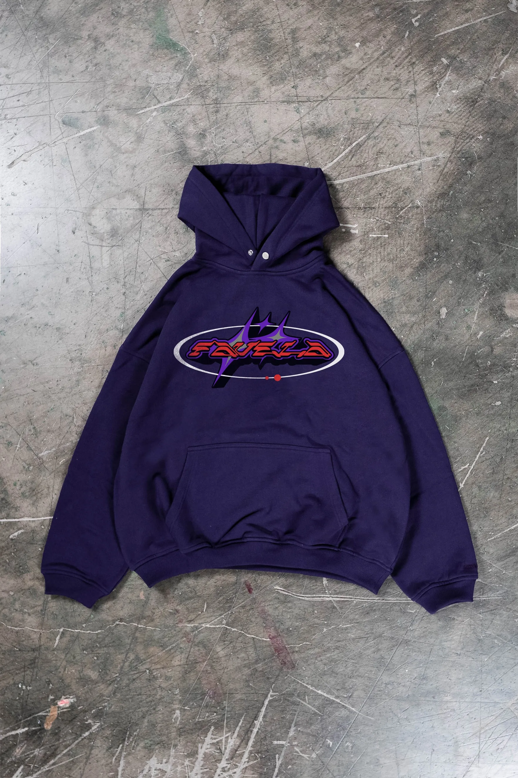 Space Mountain Plum Hoodie with Snap Buttons