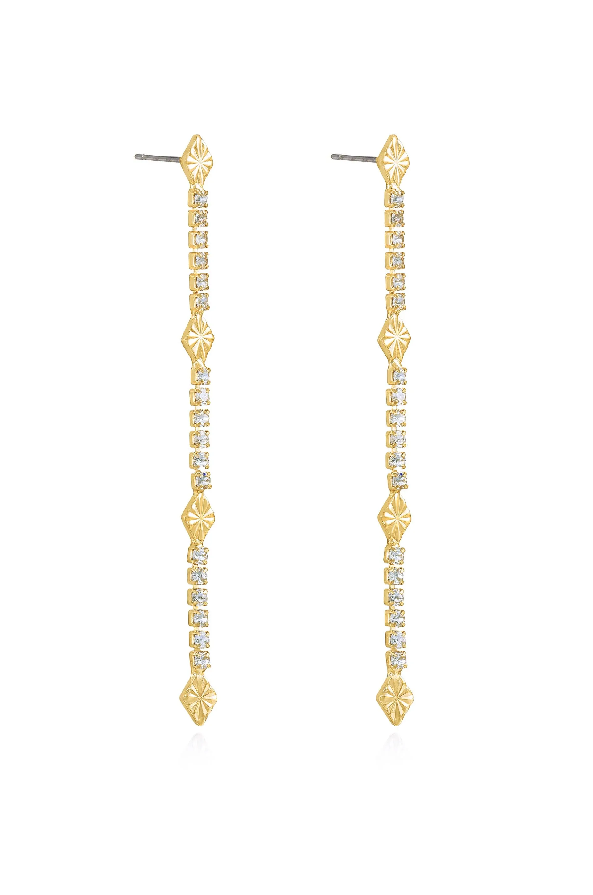 Straight Crystal Chain Dangle Earrings