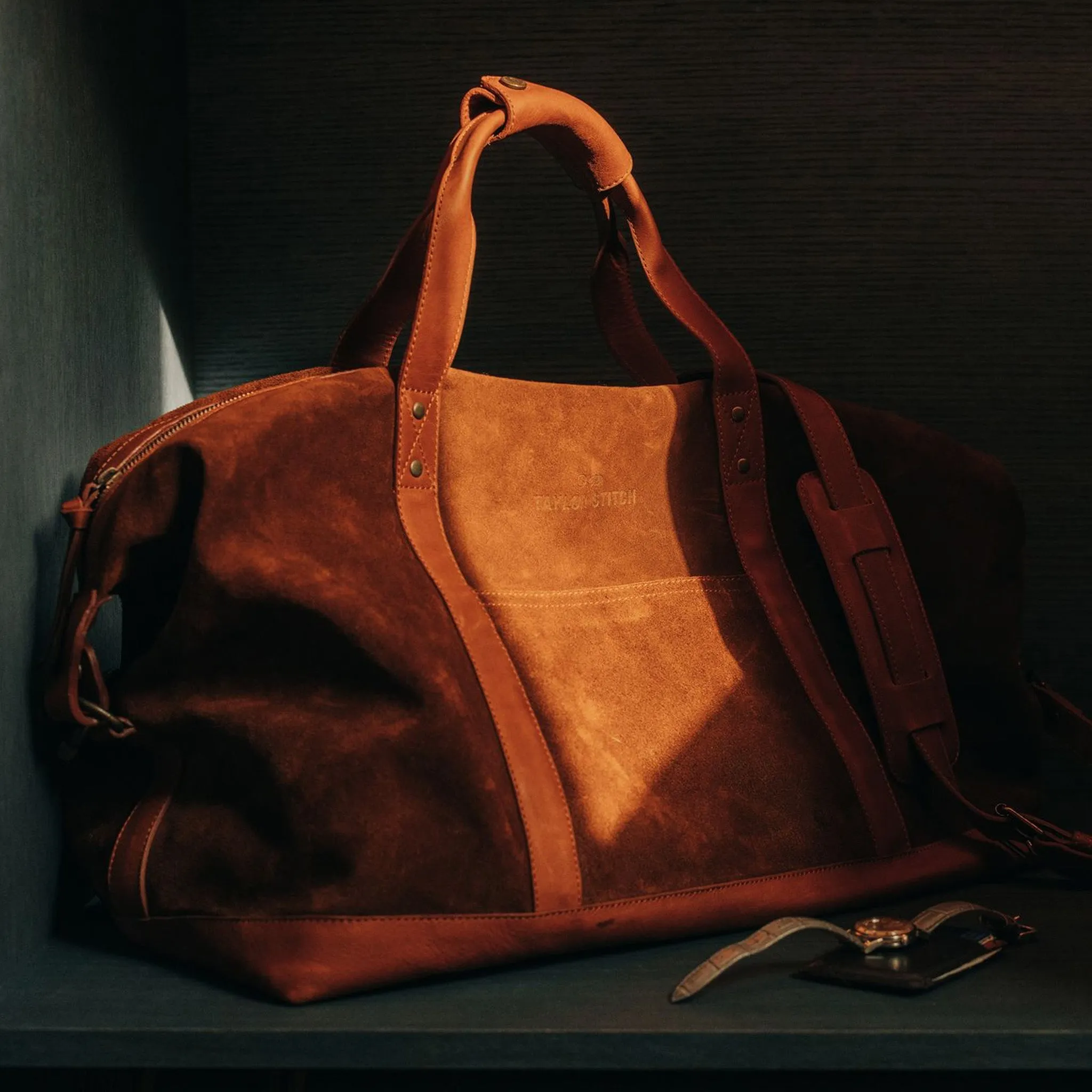 The Weekender Duffle in Chocolate Roughout