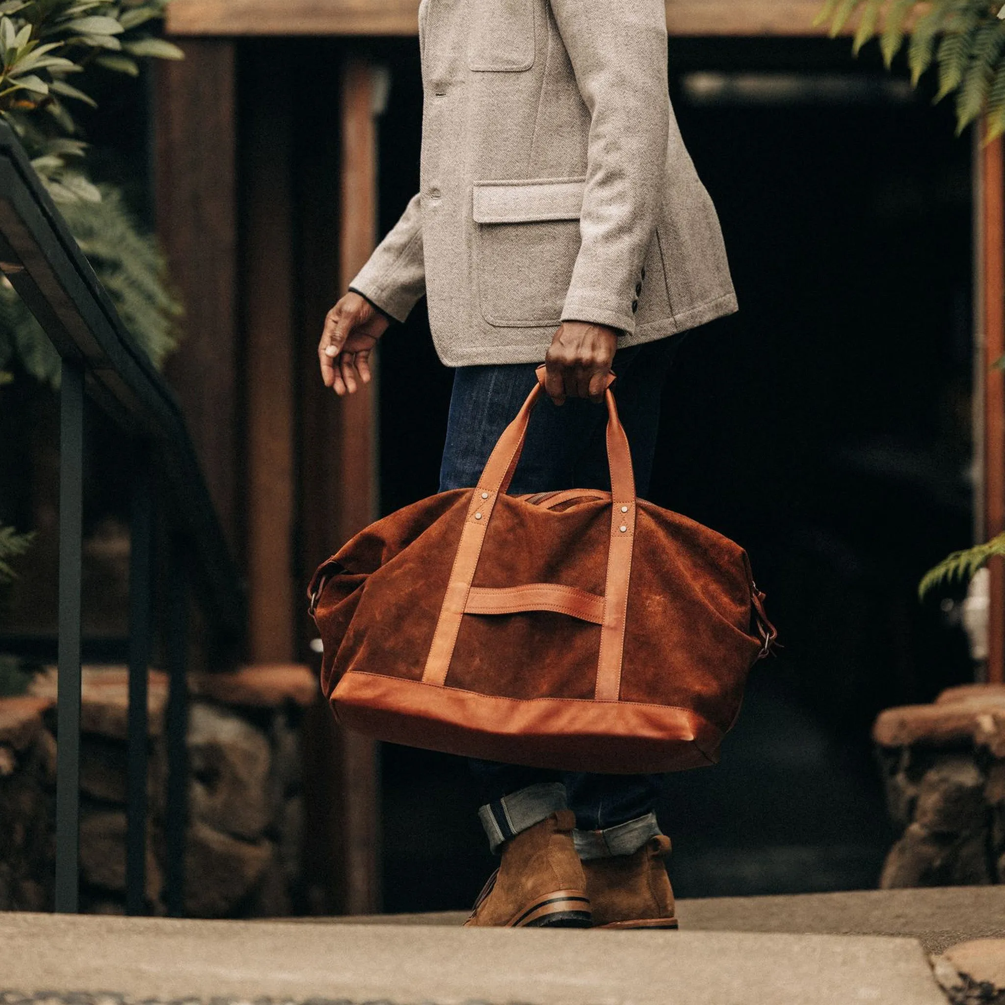 The Weekender Duffle in Chocolate Roughout