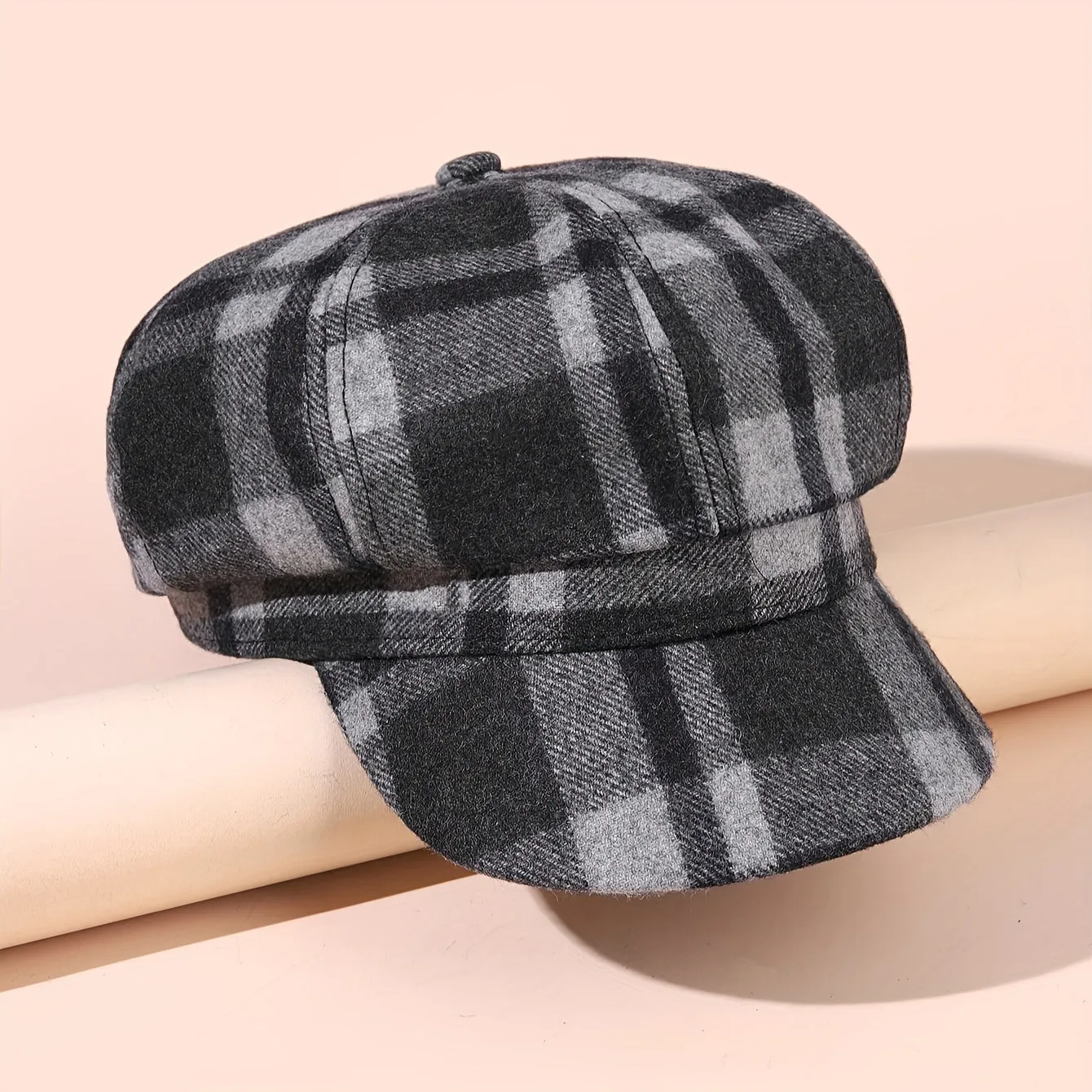 Vintage Plaid Octagonal Beret Hat - Warm, Coldproof, Classic British Style, Newsboy Design, Soft, Fleece Lined, Autumn and Winter Essential for Women - Perfect Painter Cap, Chic Fashion Accessory