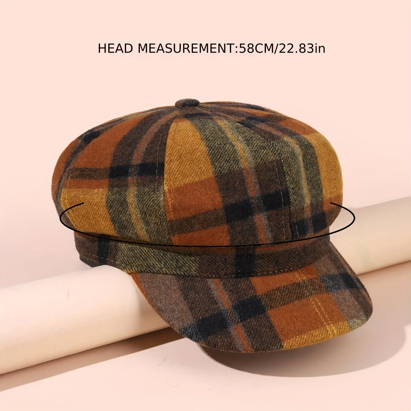 Vintage Plaid Octagonal Beret Hat - Warm, Coldproof, Classic British Style, Newsboy Design, Soft, Fleece Lined, Autumn and Winter Essential for Women - Perfect Painter Cap, Chic Fashion Accessory