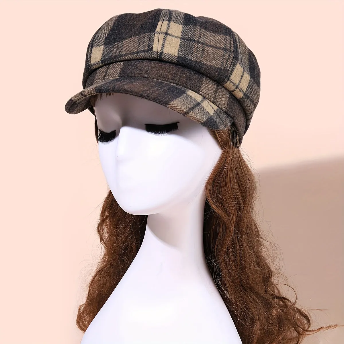 Vintage Plaid Octagonal Beret Hat - Warm, Coldproof, Classic British Style, Newsboy Design, Soft, Fleece Lined, Autumn and Winter Essential for Women - Perfect Painter Cap, Chic Fashion Accessory