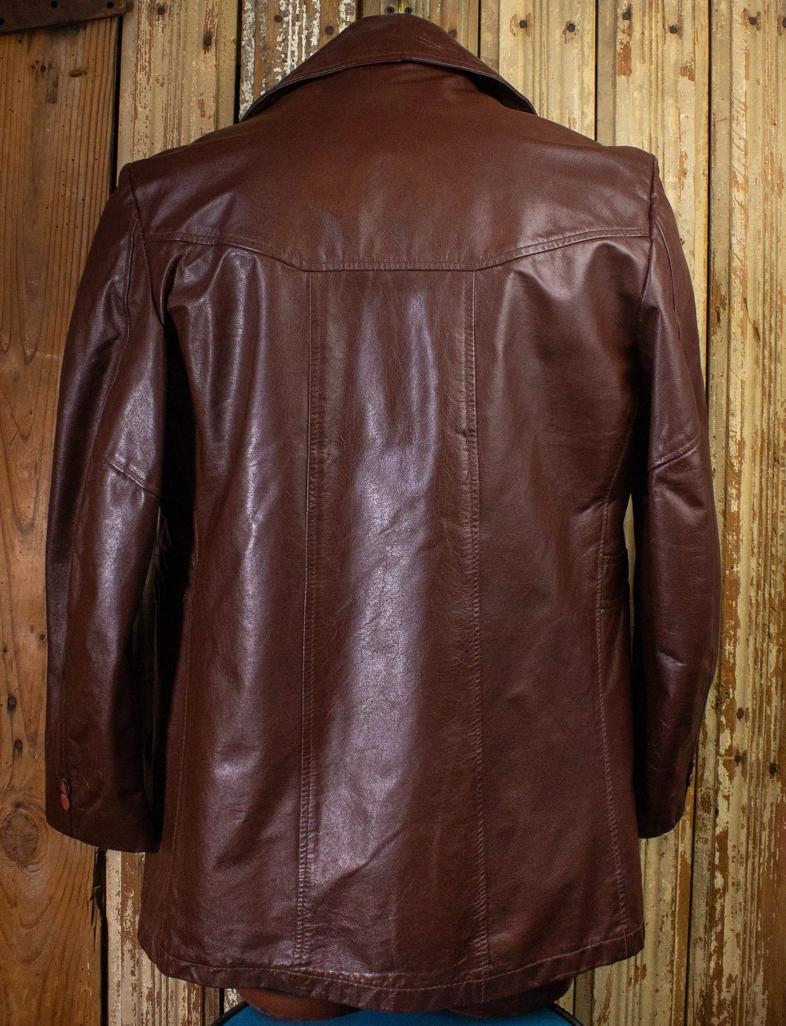 Vintage Sears Brown Leather Blazer with Removable Lining 70s XL