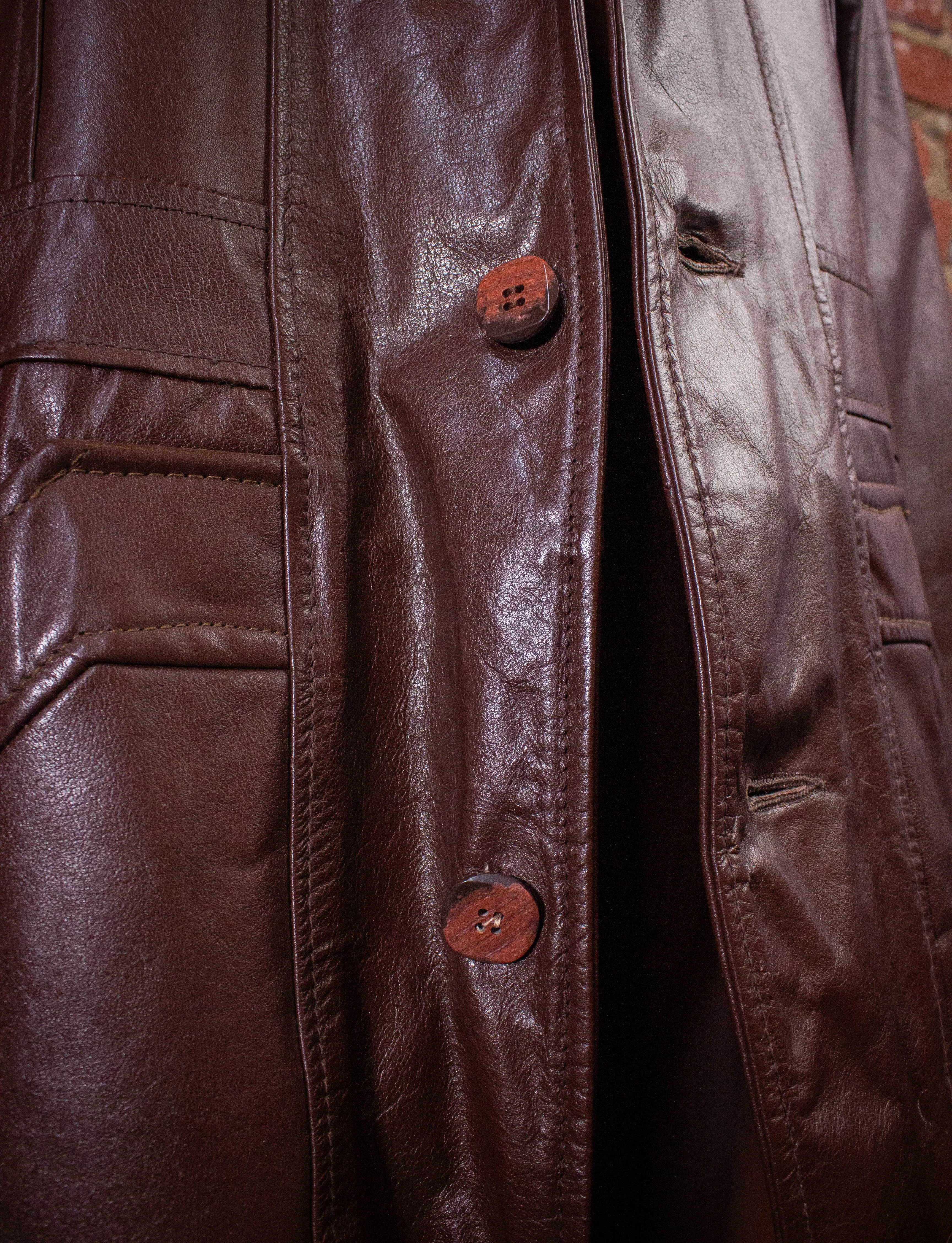 Vintage Sears Brown Leather Blazer with Removable Lining 70s XL