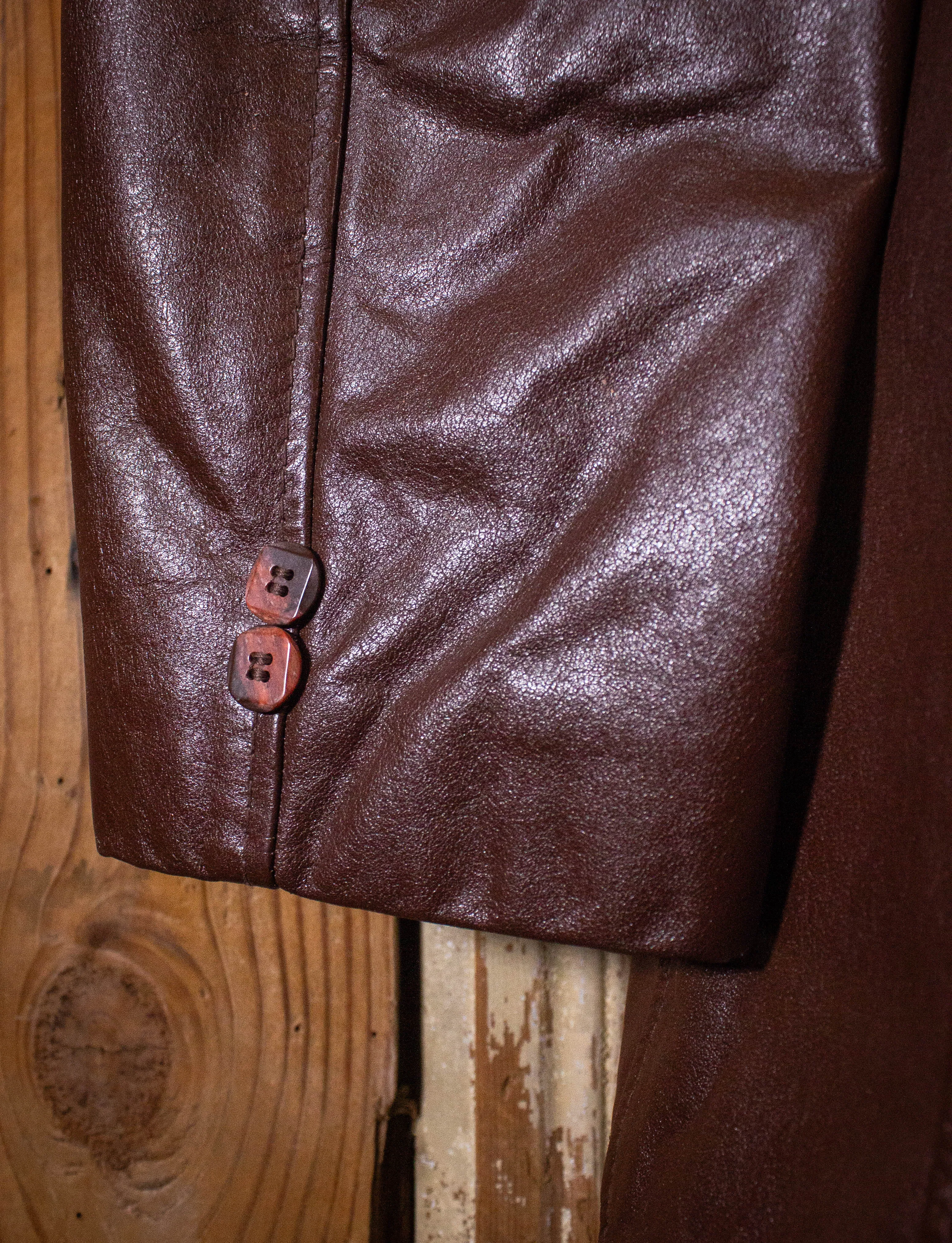 Vintage Sears Brown Leather Blazer with Removable Lining 70s XL