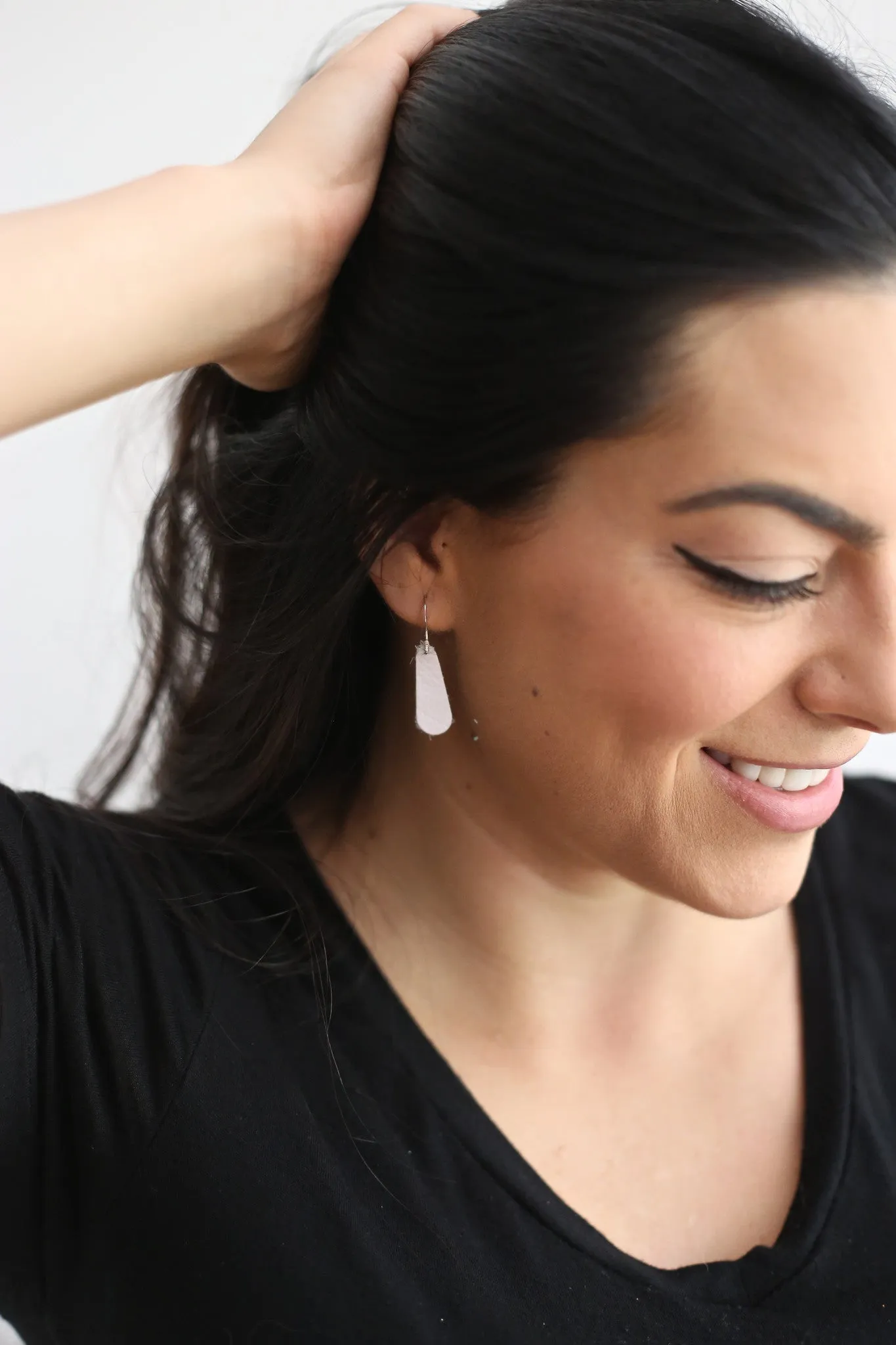 White Leather Earrings