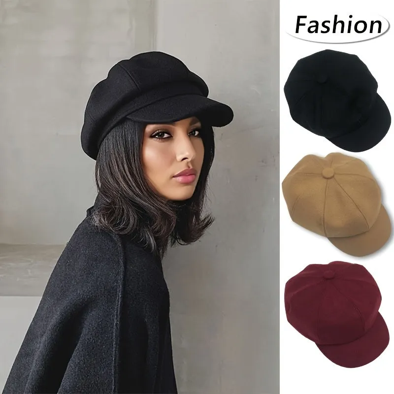 Womens Chic Solid Color Warm Beret Hat - Effortlessly Stylish & Lightweight, Perfect for Autumn Winter Travel - Soft, Comfortable, and On-Trend