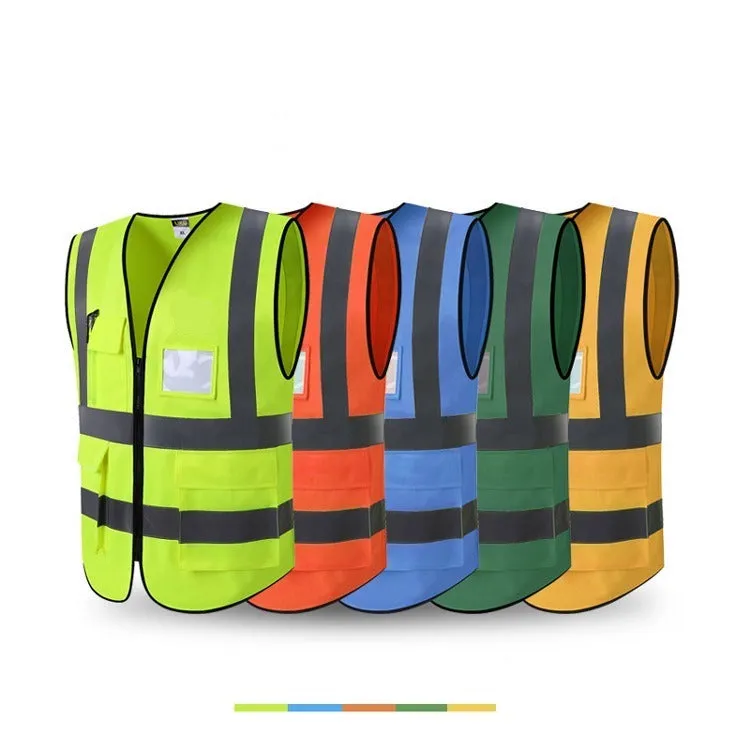 YSK VEST1: High Visibility Zipper Front Safety Vest With Reflective Strips